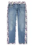 Needles floral-panel denim trousers - Blue