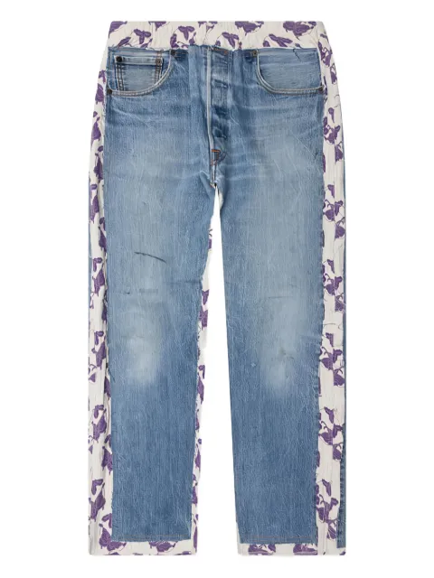 Needles floral-panel denim trousers