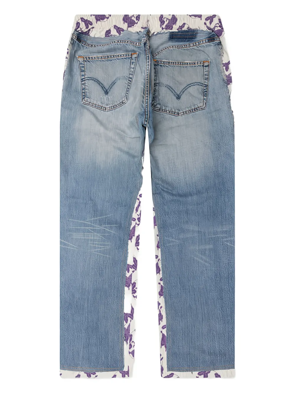 Needles floral-panel denim trousers Blauw
