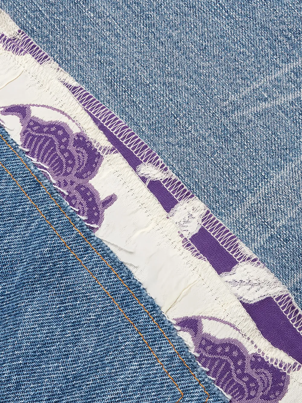 Needles floral-panel denim trousers Blauw