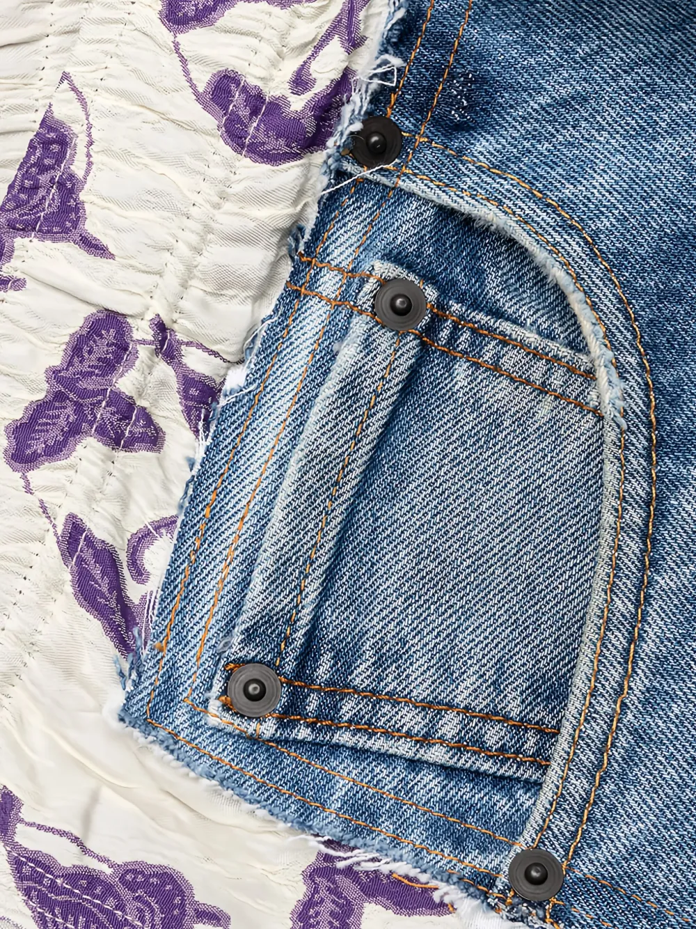Needles floral-panel denim trousers Blauw