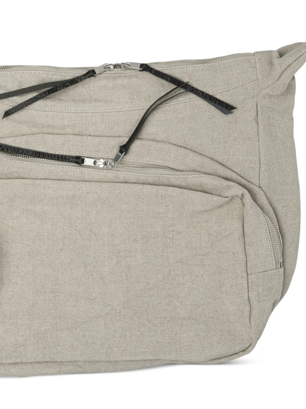 nonnative Linnen schoudertas met ritssluiting Beige