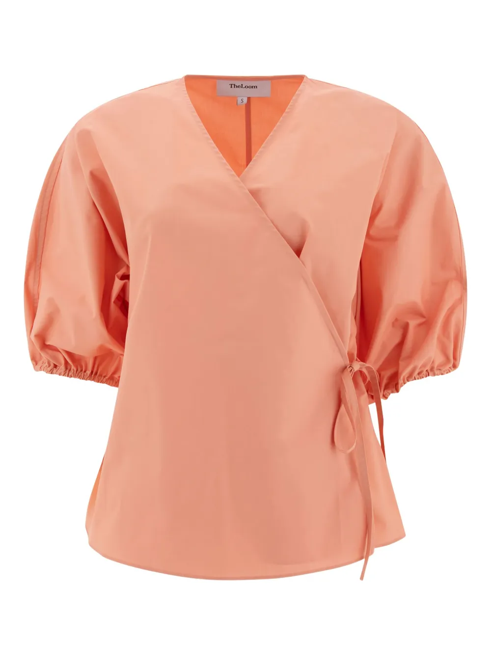 Theloom Puff-sleeve Wrap-design Blouse In Orange