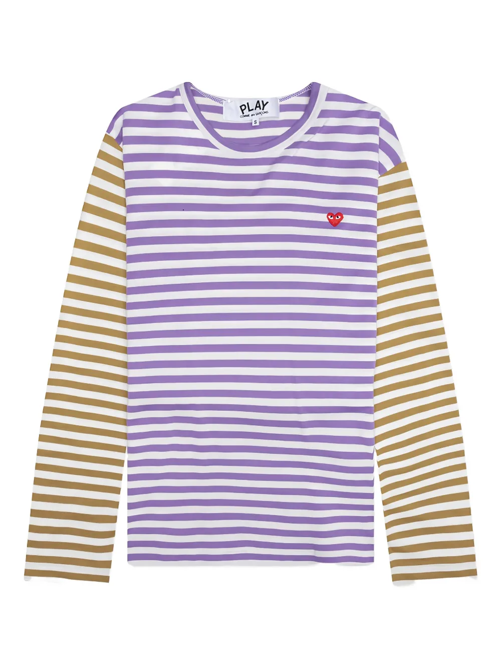 Comme Des Garçons Play striped heart-logo t-shirt - ホワイト Comme Des Garçons Play striped heart-logo t-shirt - ホワイト
