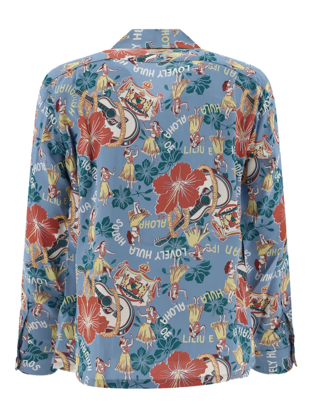 Sun Surf dancer-print shirt - Blauw