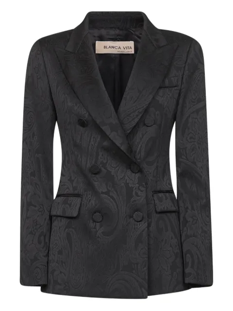 Blanca Vita floral-motif double-breasted blazer