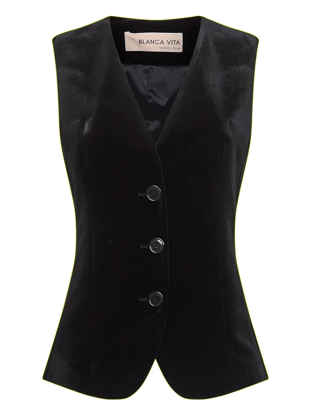 Blanca Vita three-button velvet waistcoat Zwart