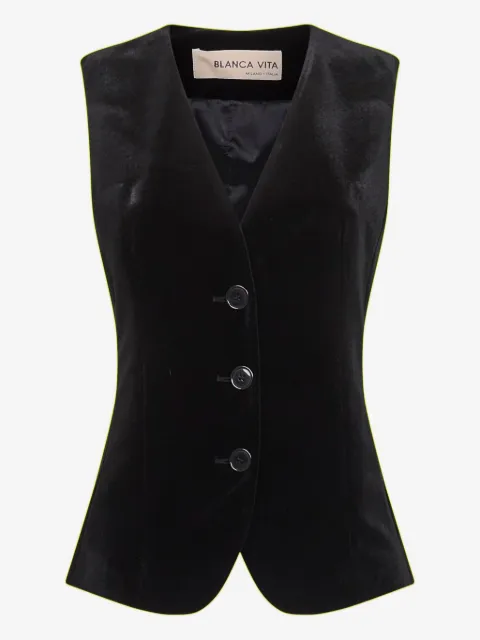 Blanca Vita three-button velvet waistcoat