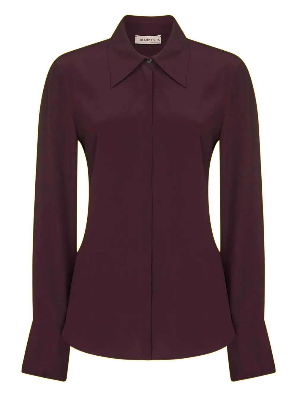 Blanca Vita buttoned-cuffs pointed-collar shirt Rood
