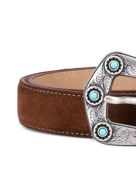 Fabrizio Mancini engraved-buckle suede belt