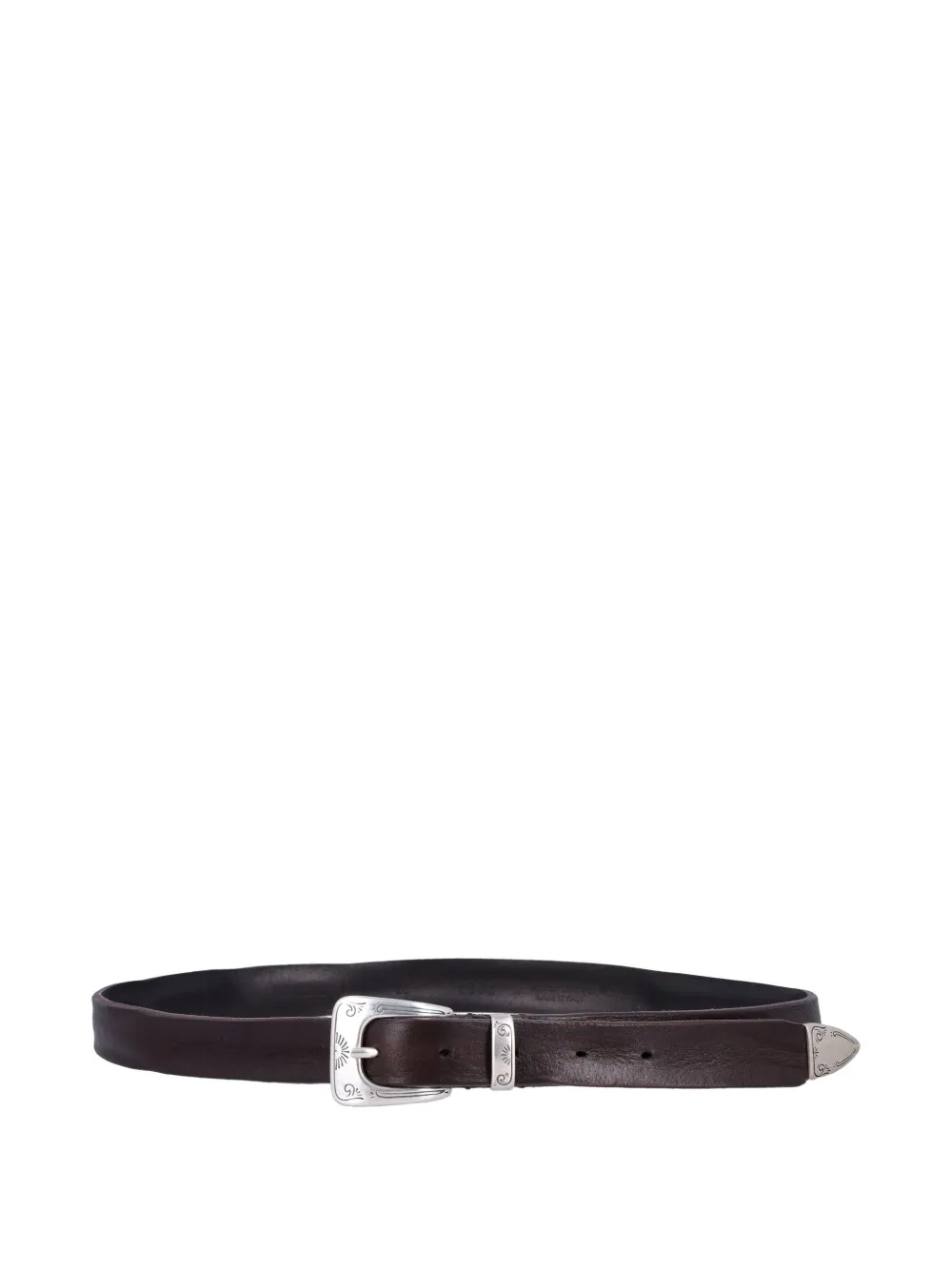 Fabrizio Mancini Norvegia engraved-buckle leather belt - Marrone