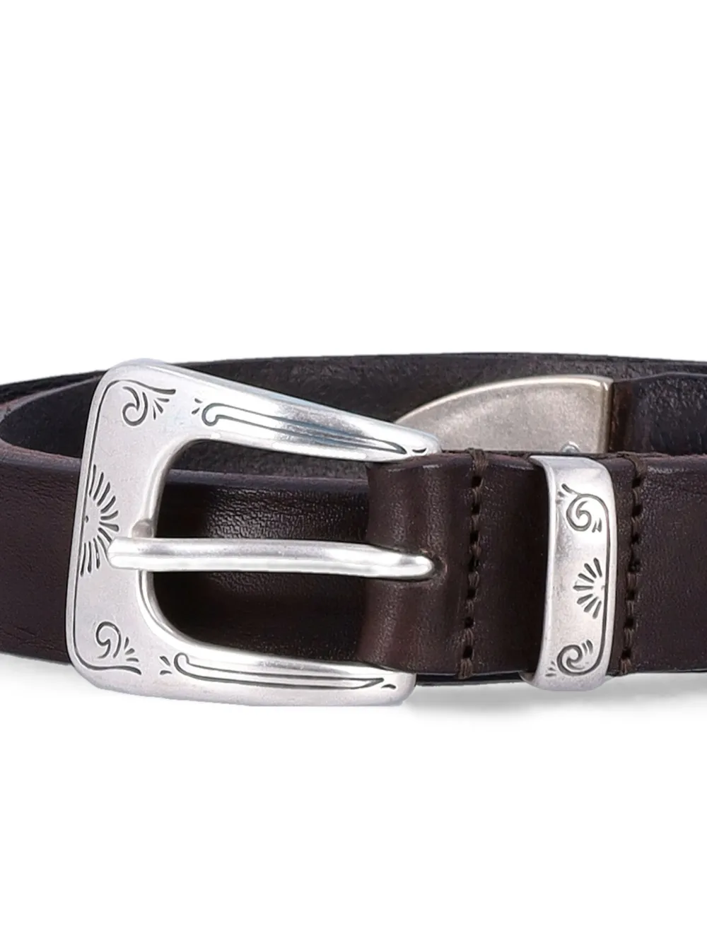 Fabrizio Mancini Norvegia Engraved-buckle Leather Belt In Brown