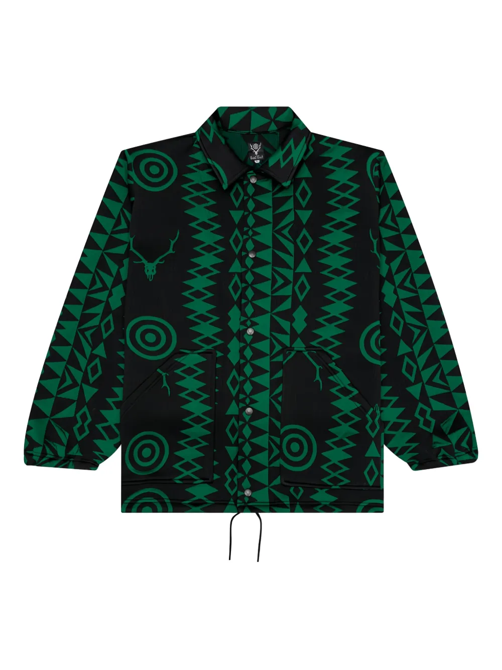 SOUTH2 WEST8 geometric-pattern coach jacket - ブラック SOUTH2 WEST8 geometric-pattern coach jacket - ブラック