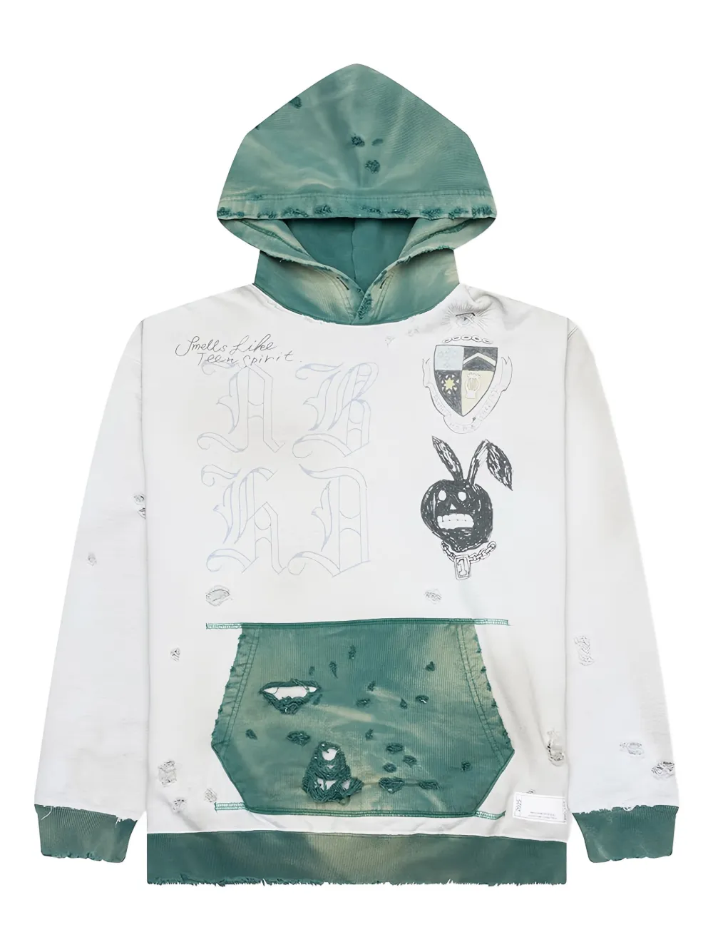 Neighborhood Savage gerafelde hoodie Wit