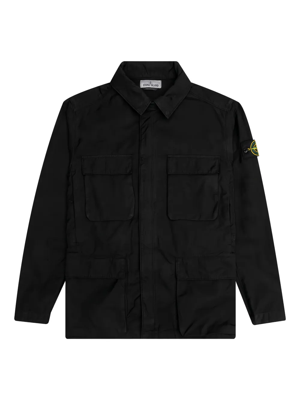 Stone Island Jack met Compass-logopatch en klepzak Zwart