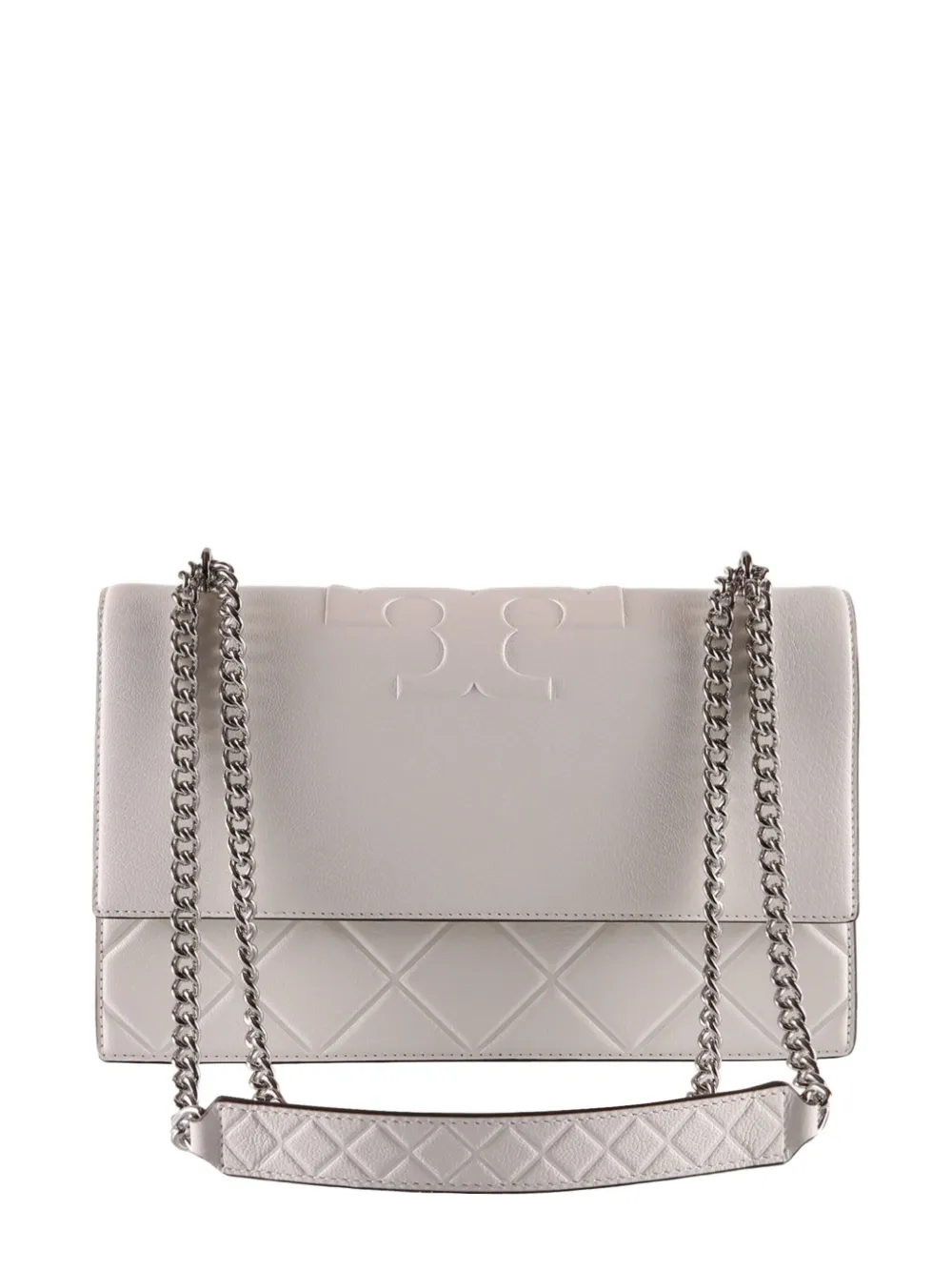 Tory Burch Fleming logo-embossed quilted shoulder bag - グレー Tory Burch Fleming logo-embossed quilted shoulder bag - グレー
