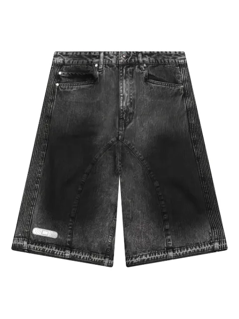 PDF pleated-panel denim shorts