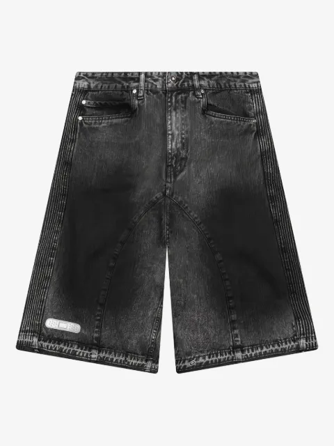 PDF pleated-panel denim shorts