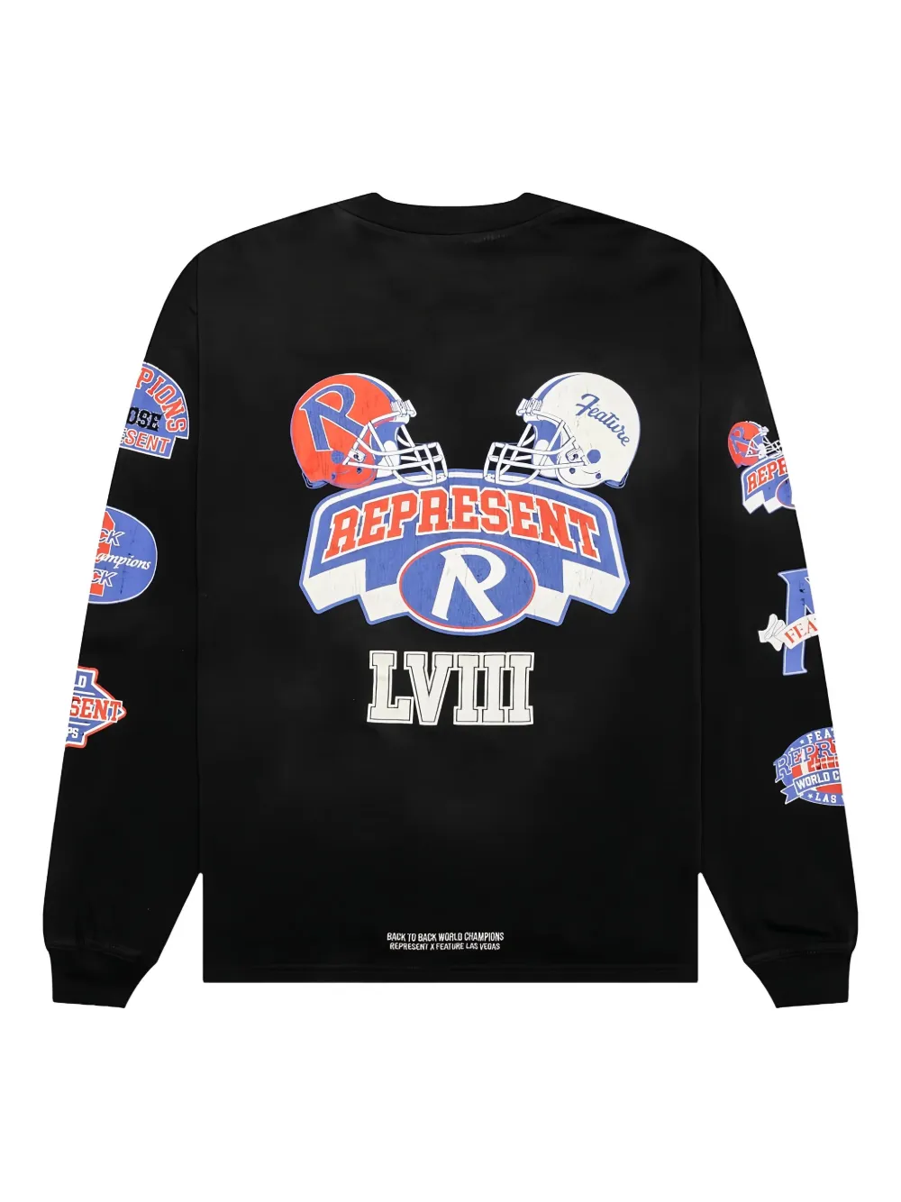 Represent logo-embroidered long-sleeve t-shirt Zwart