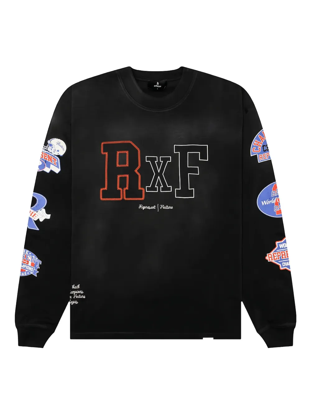 Represent logo-embroidered long-sleeve t-shirt Zwart