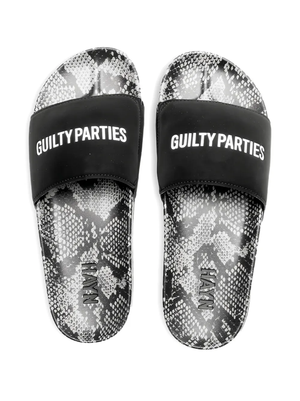 WACKO MARIA Hayn snakeskin-print band slides Black