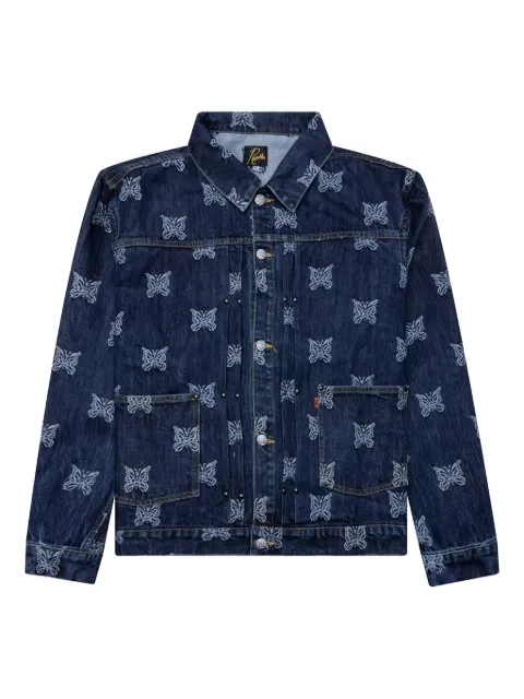 Needles papillion-embroidered denim jacket