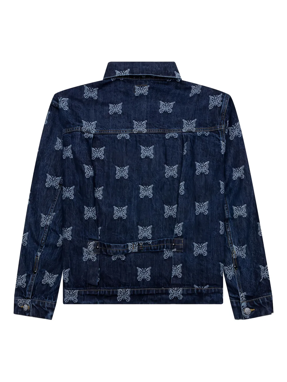 Needles Denim jack met geborduurde papillion Blauw