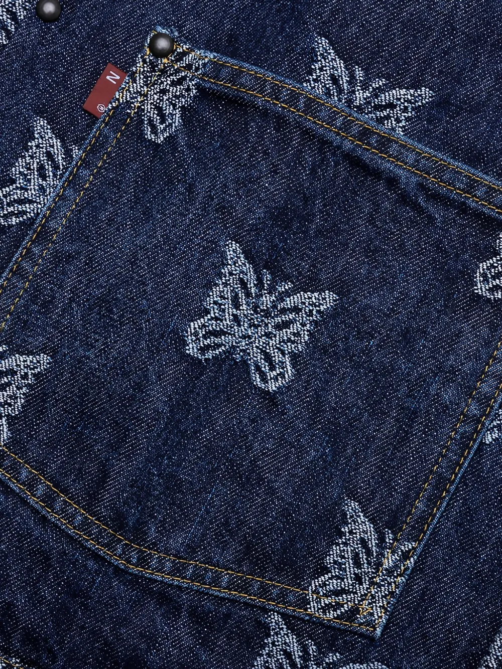 Needles Denim jack met geborduurde papillion Blauw