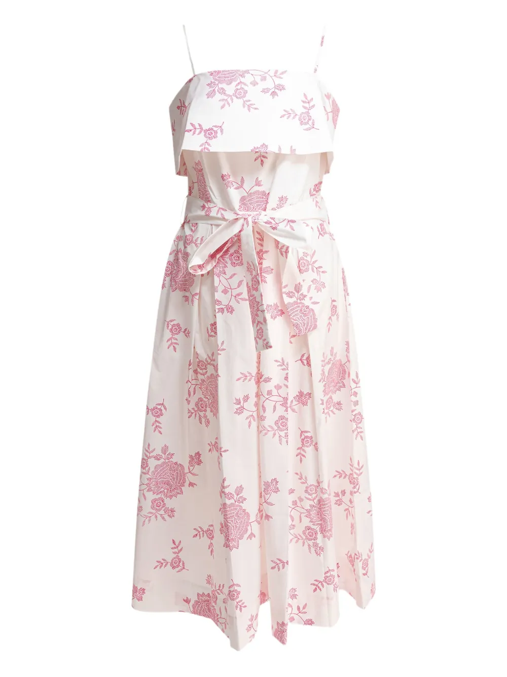 floral-print belted midi dress