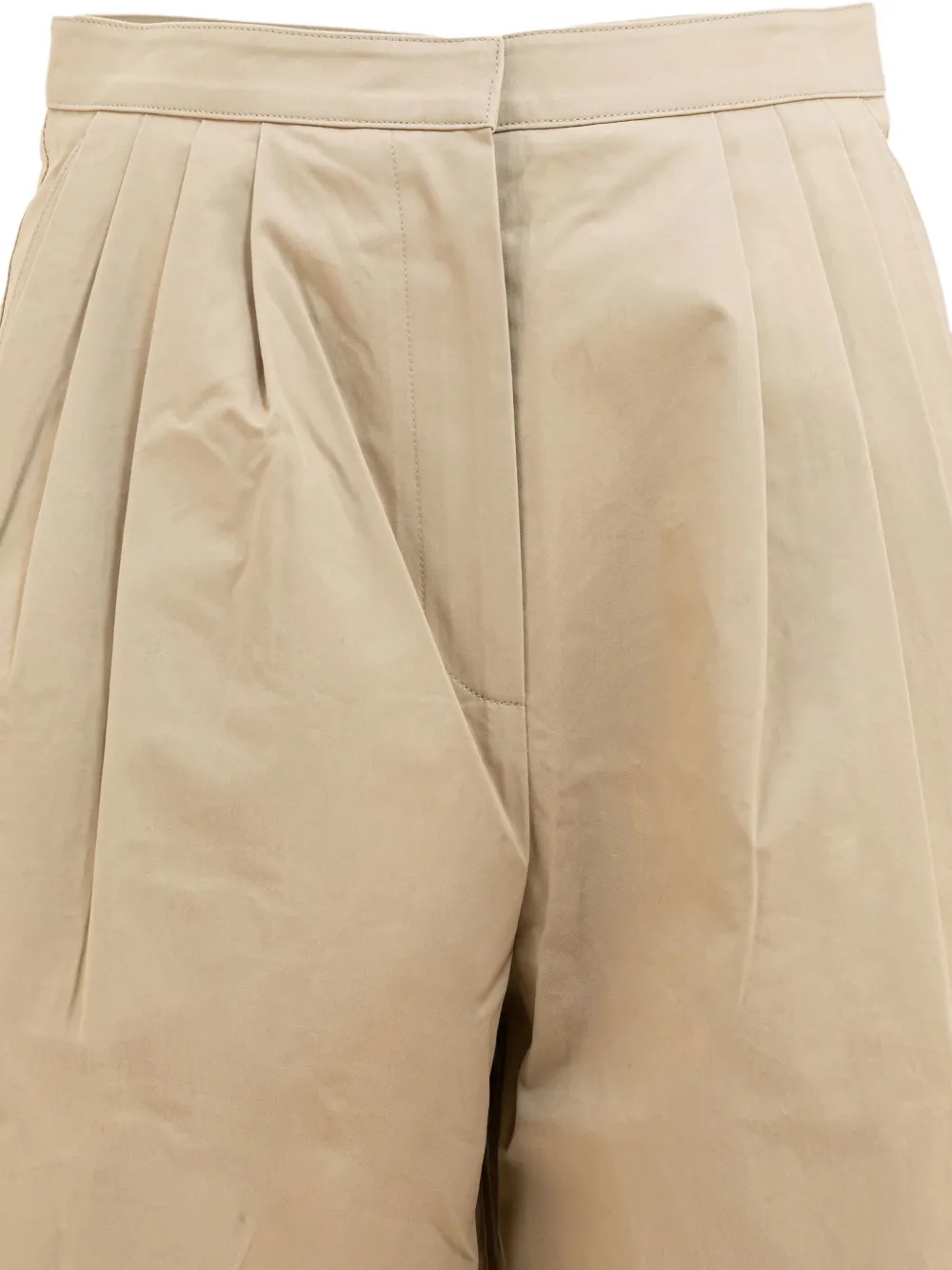 Theloom Cropped Beige Wide-leg Trousers In Brown