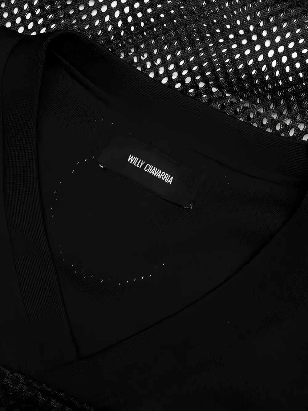 Willy Chavarria Mesh-panel Football Jersey In Black