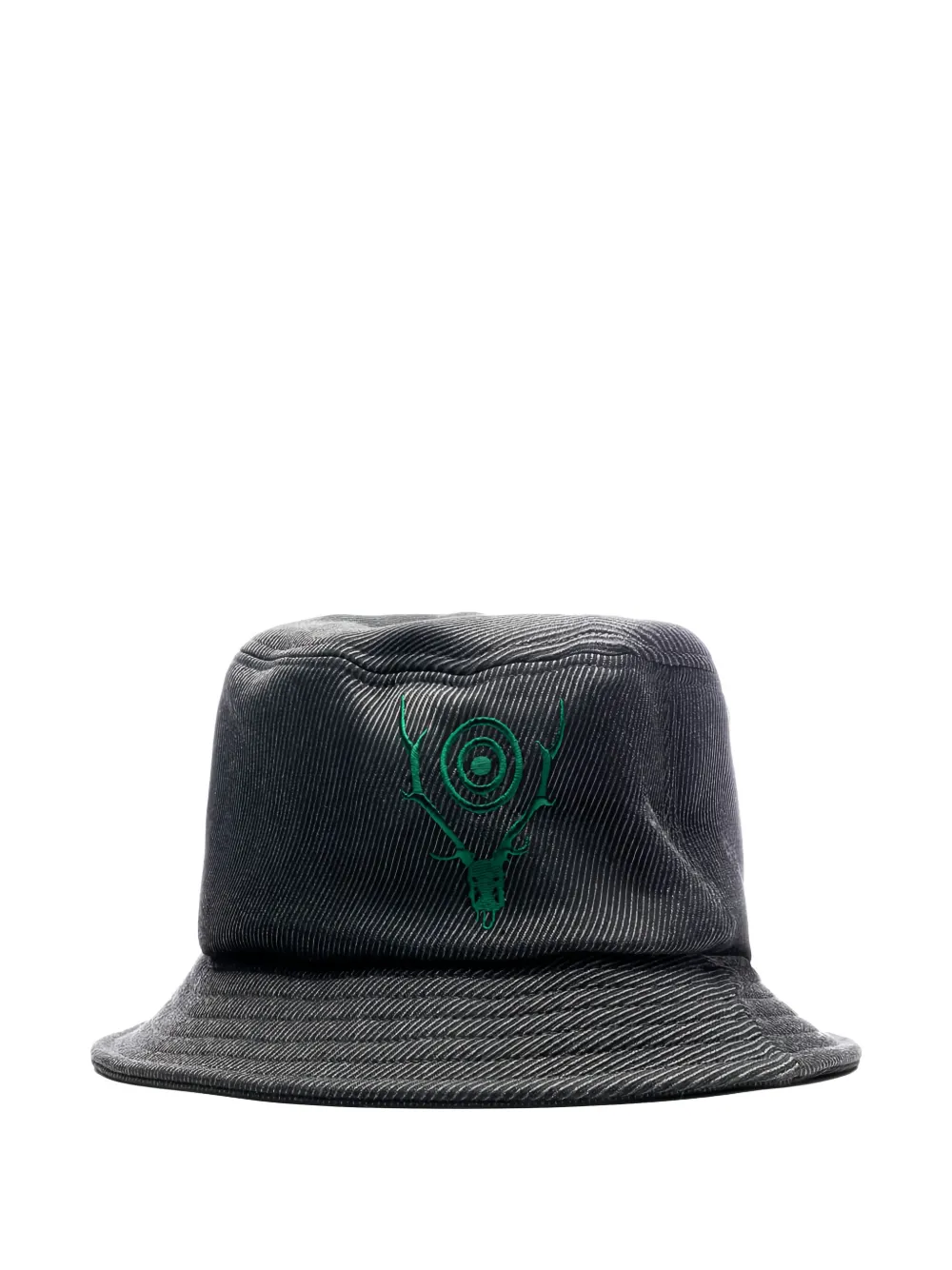South2 West8 Deer-skull Embroidered Bucket Hat In Black