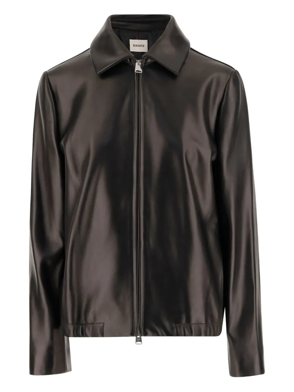 KHAITE Jackson zip-front leather jacket Zwart