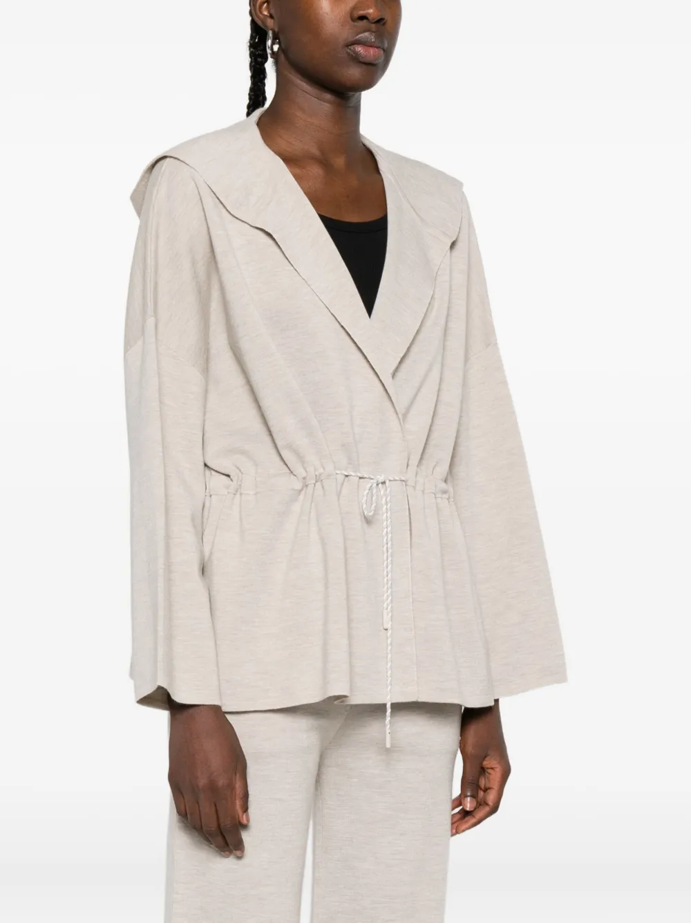 Max Mara Hooded Wool Jacket In Neutral