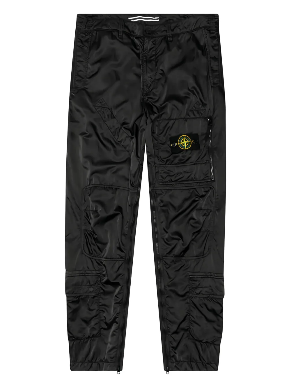 Stone Island Compass-patch zip-fly trousers - ブラック Stone Island Compass-patch zip-fly trousers - ブラック