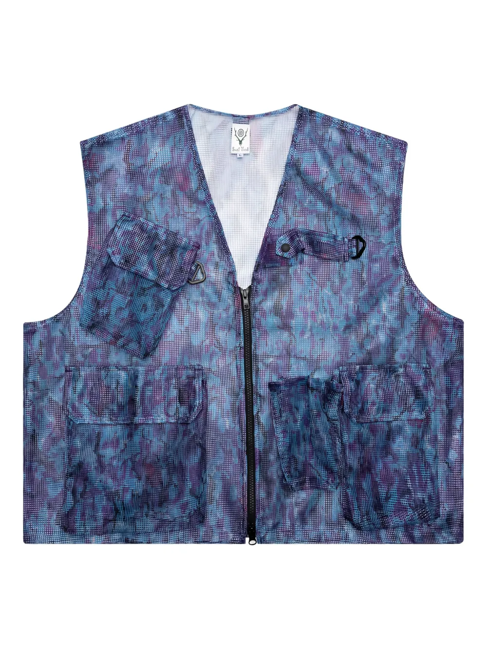 SOUTH2 WEST8 mesh-patterned zip vest - ブルー SOUTH2 WEST8 mesh-patterned zip vest - ブルー