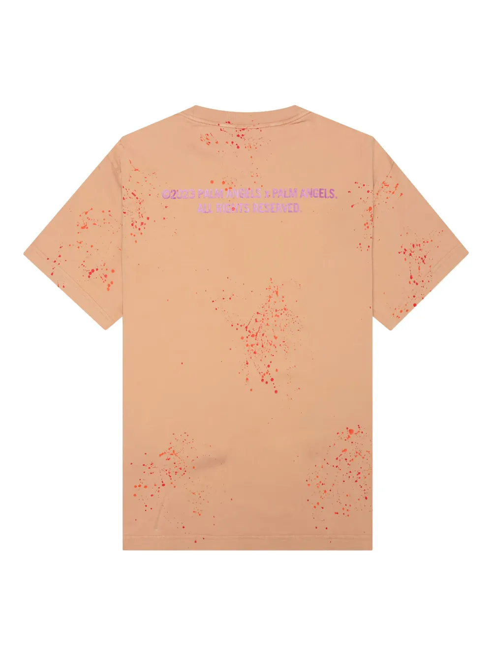 Palm Angels T-shirt met verfspatten en palmboom Oranje