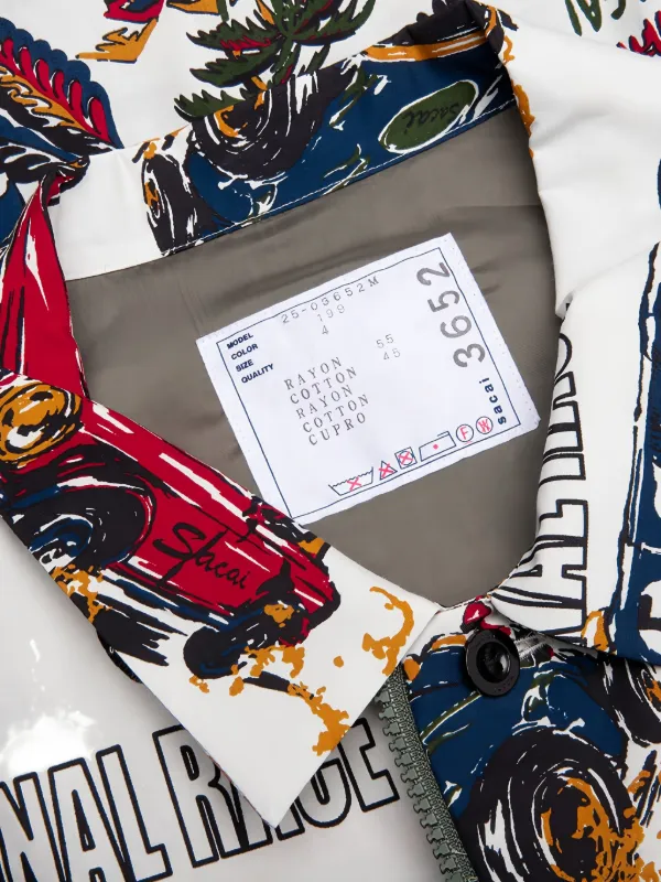 Sacai race-car tropical-print Shirt | White | FARFETCH NO