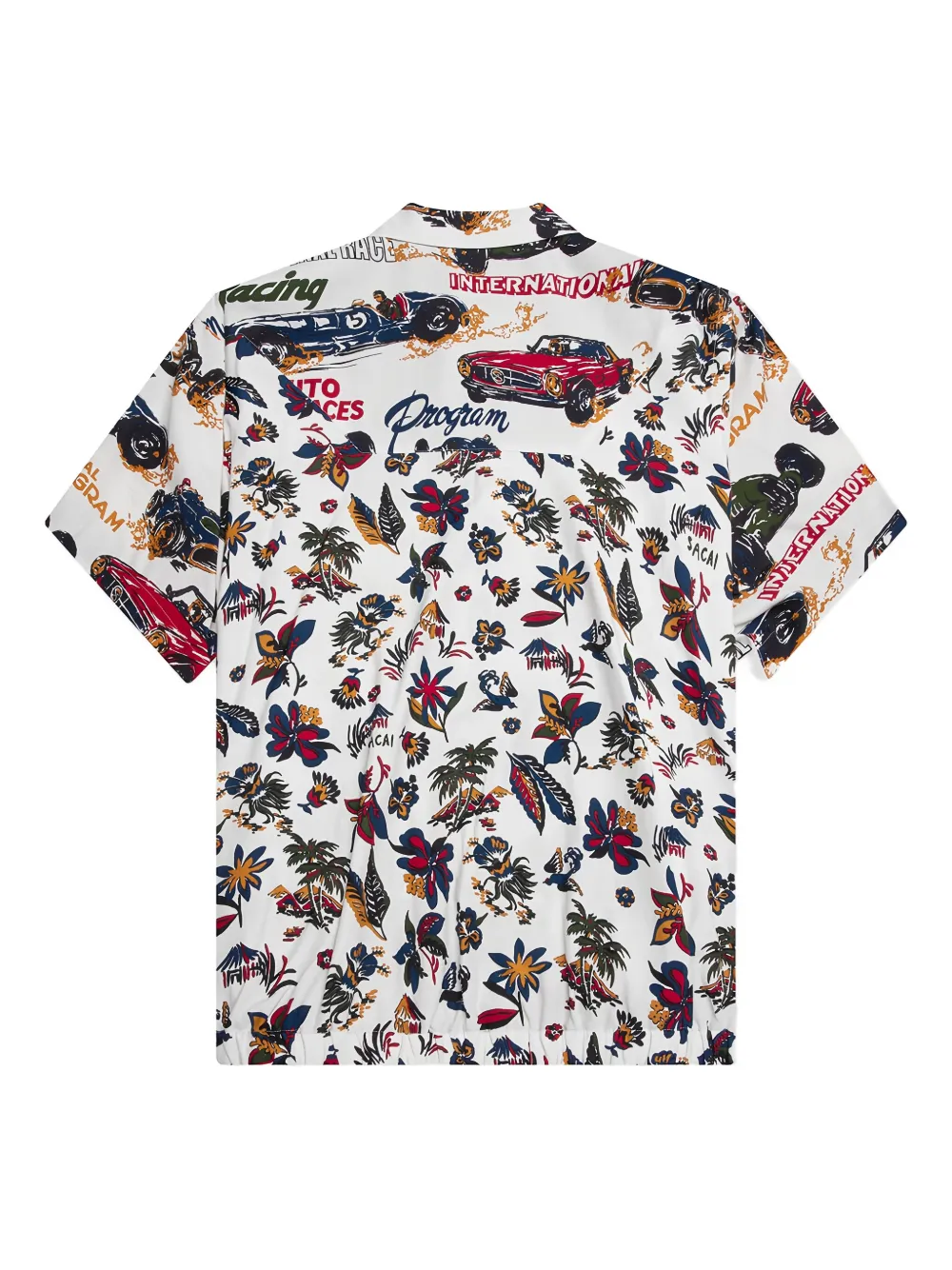 sacai Race-Car overhemd met tropische print Wit