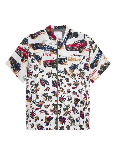 sacai race-car tropical-print shirt