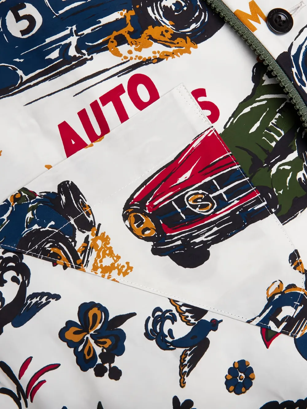 sacai Race-Car overhemd met tropische print Wit
