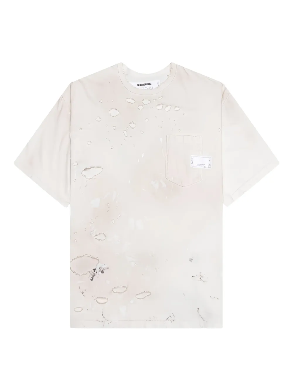 Neighborhood distressed-print pocket T-shirt - Bianco