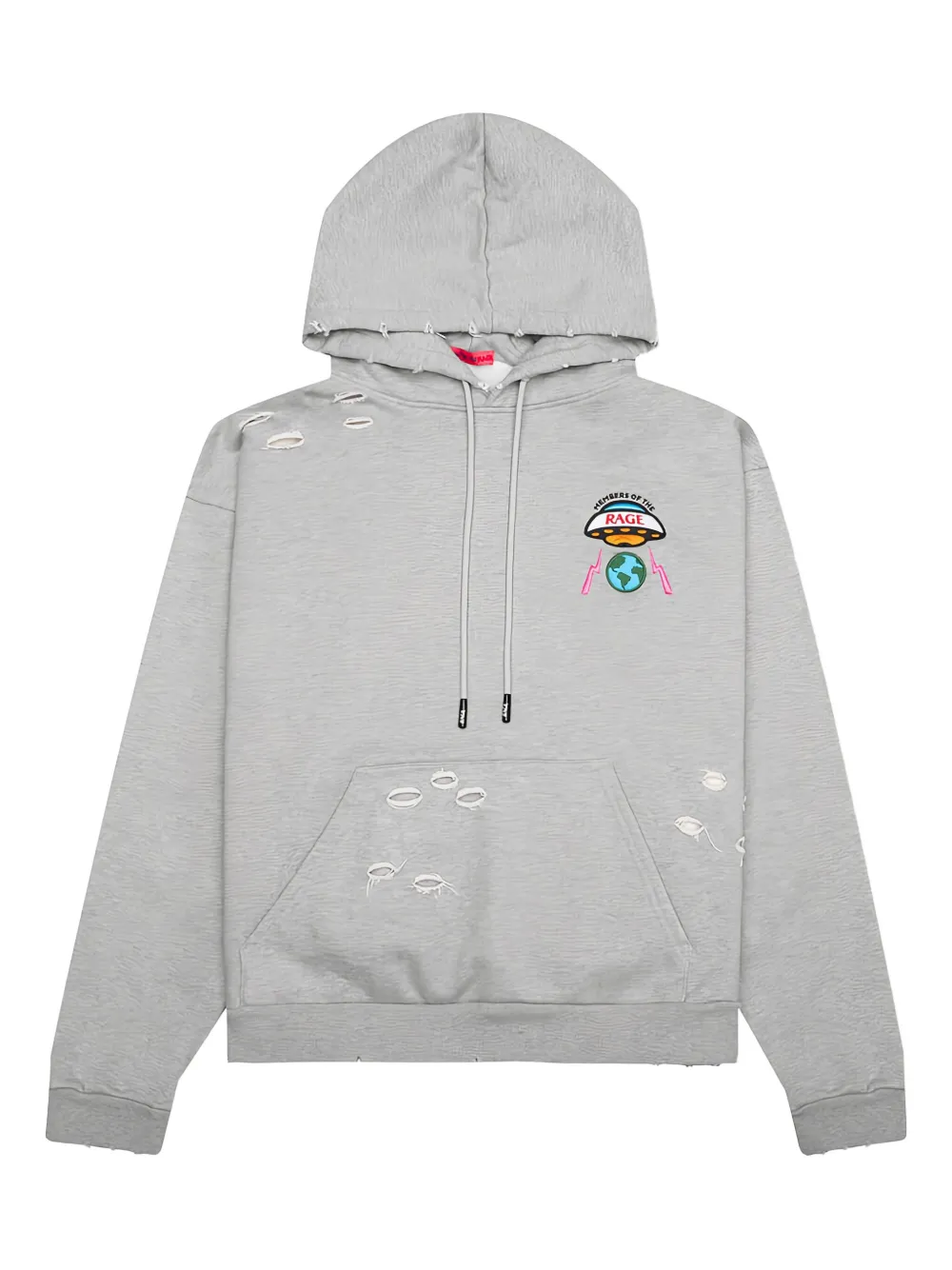 MEMBERS OF THE RAGE embroidered distressed hoodie - グレー MEMBERS OF THE RAGE embroidered distressed hoodie - グレー