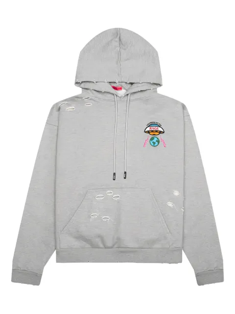 MEMBERS OF THE RAGE embroidered distressed hoodie