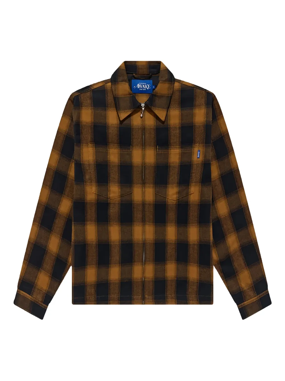 Awake NY Flanellen geruit geborsteld shirtjack Bruin