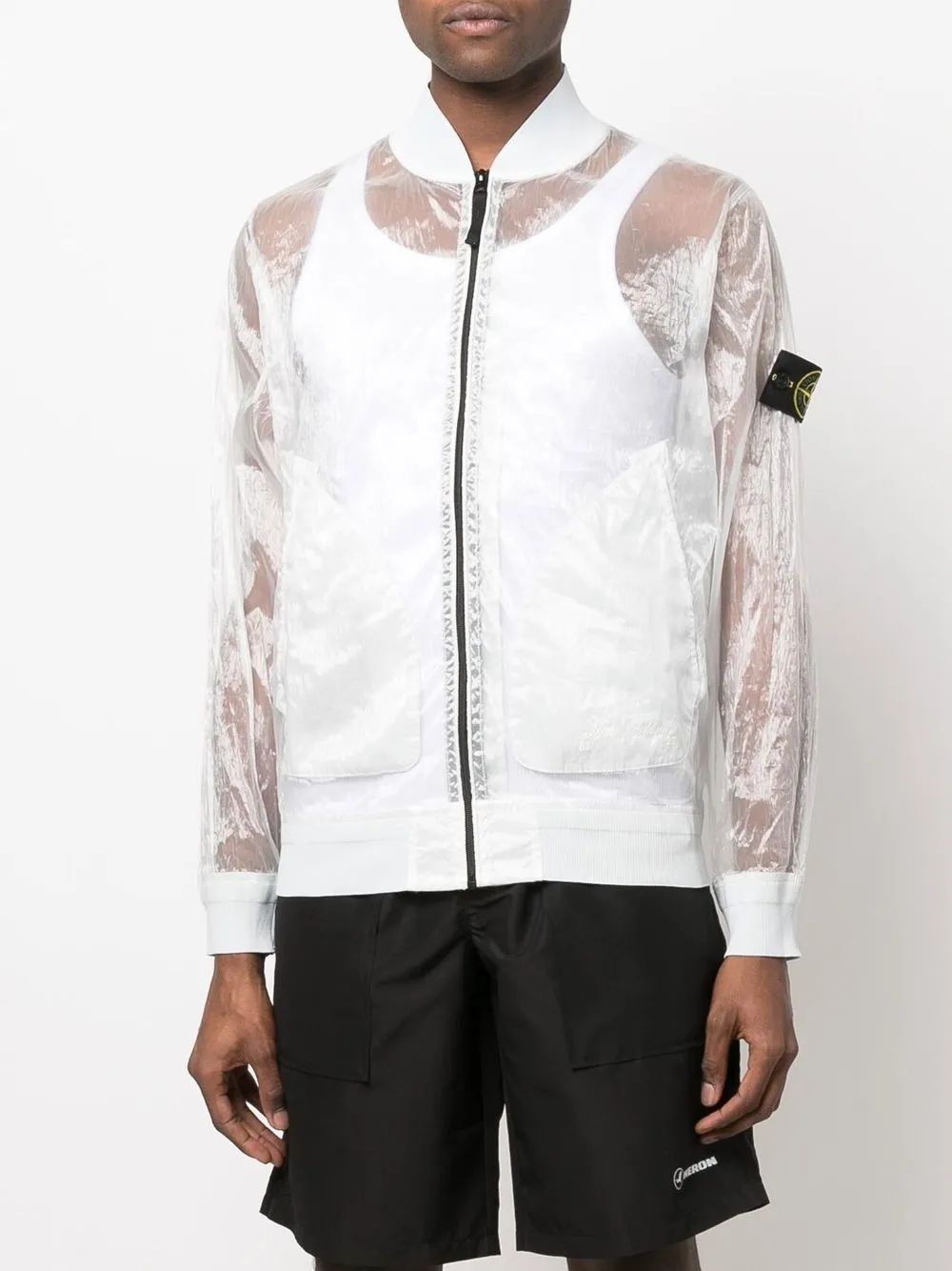 Stone Island Lightweight Sheer Bomber Jacket In White
