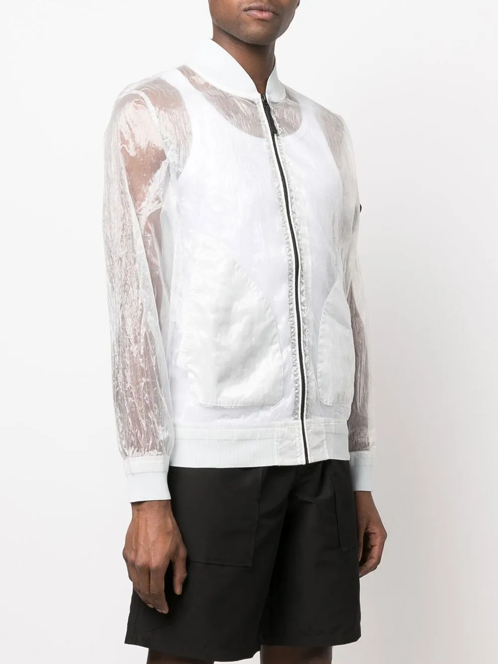 Stone Island Lightweight Sheer Bomber Jacket In White