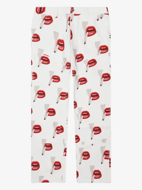 Emotionally Unavailable x Tom Wesselmann smoking lips-print trousers