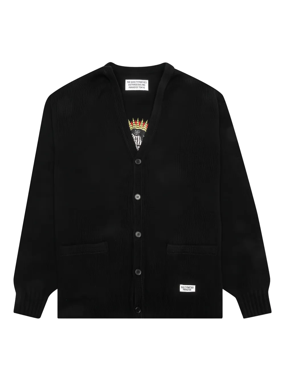 WACKO MARIA patch-pocket cardigan - ブラック WACKO MARIA patch-pocket cardigan - ブラック