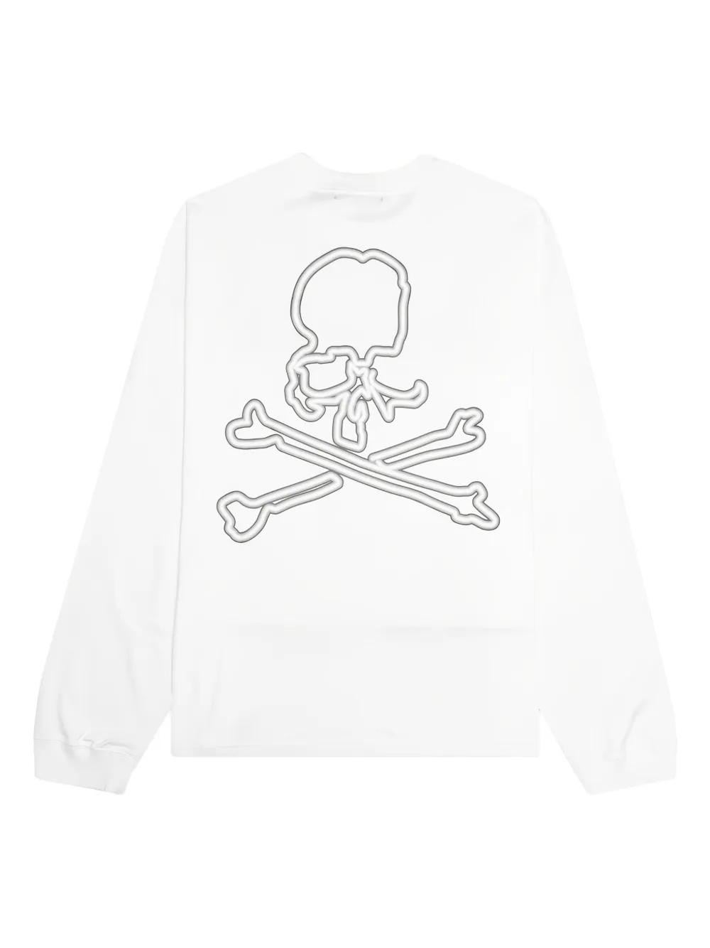 Mastermind Japan T-shirt met doodskopprint en lange mouwen Wit